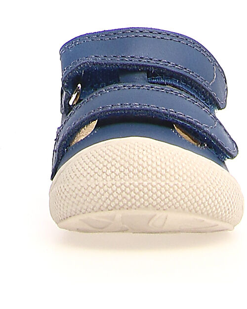 Naturino Sandalo Puffy Low in Pelle - Blu - Chiusura con Doppio Velcro Sandali