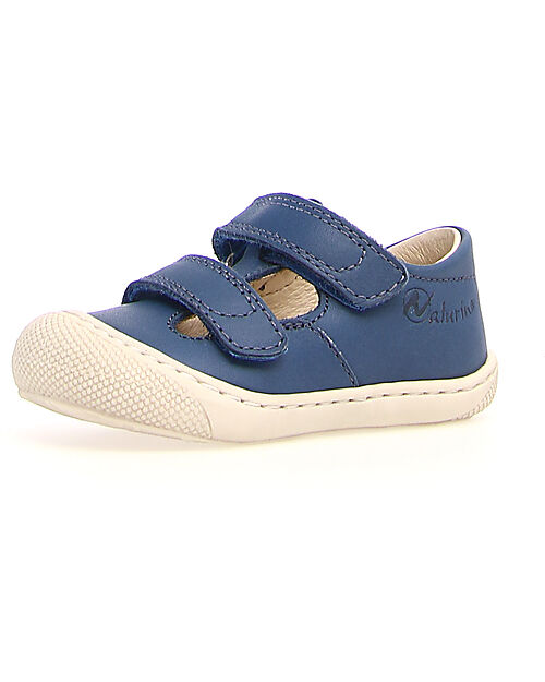 Naturino Sandalo Puffy Low in Pelle - Blu - Chiusura con Doppio Velcro Sandali