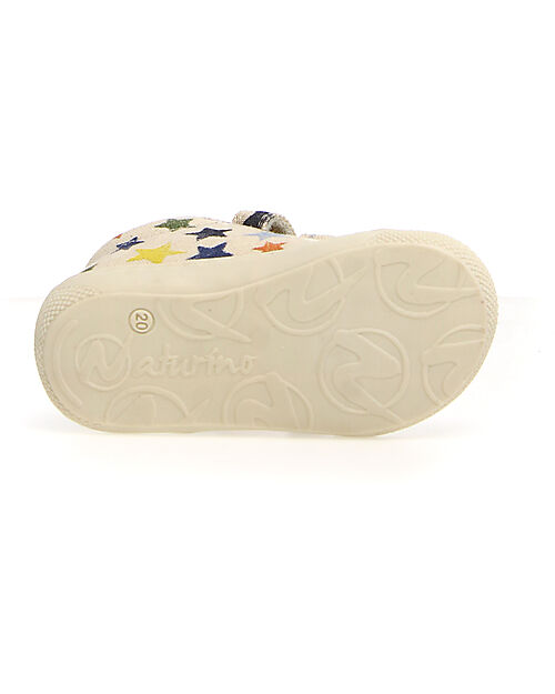 Naturino Scarpe in Canvas Cocoon Velcro - Ecrù - Stelle - Suola in Morbida Gomma - Adatte per i Primi Passi Sneakers