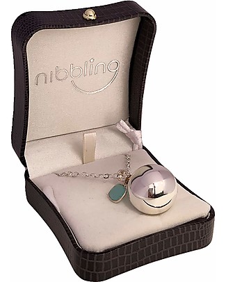 Nibbling Chiama Angeli Bola con Catena Argento, Pietra squadrata Acquamarina Chiama Angeli