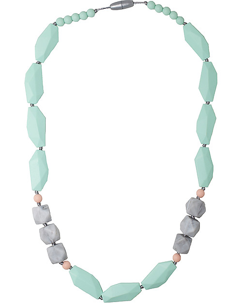 Nibbling Collana da Allattamento Brighton - Menta/Marmo - 100% Silicone Alimentare e Chiusura a Scomparsa! Collane Allattamento