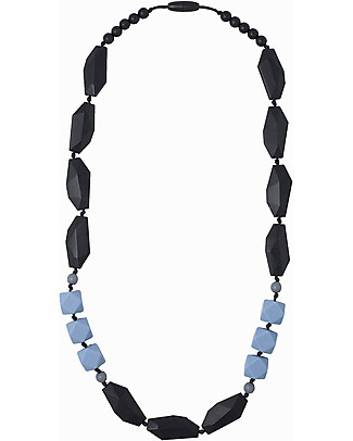 Nibbling Collana da Allattamento Brighton - Nero/Blu - 100% Silicone Alimentare e Chiusura a Scomparsa! Collane Allattamento