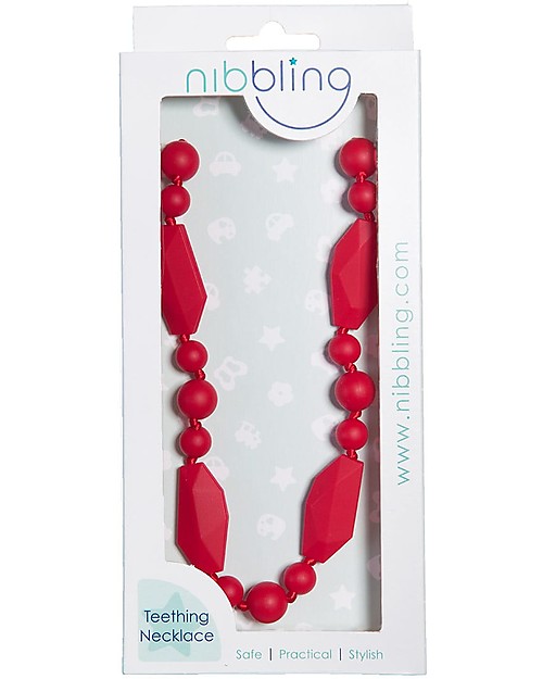 Nibbling Collana da Allattamento Greenwich - Rosso - 100% Silicone Alimentare e Chiusura a Scomparsa! Collane Allattamento