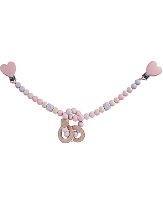 Nibbling Giostrina Universale da Passeggino Rosa/Lilla con Sonaglio - Legno Naturale & Silicone Alimentare! Accessori