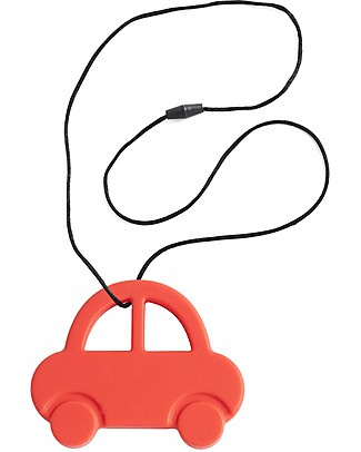 Nibbling Massaggiagengive Macchinina Rossa e Collana di Allattamento 2 in 1 - 100% Silicone Alimentare Massaggiagengive