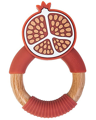 Nibbling Massaggiagengive Superfood Melagrana Pastello - Silicone Alimentare e Legno Ciucci