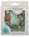 Nibbling Reggiciuccio in Silicone - Foglie/Salvia - 100% Silicone Alimentare e Chiusura di Legno! Catenelle Portaciuccio