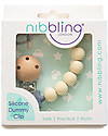 Nibbling Reggiciuccio in Silicone - Spiral Avorio - 100% Silicone Alimentare e Chiusura di Legno! Catenelle Portaciuccio