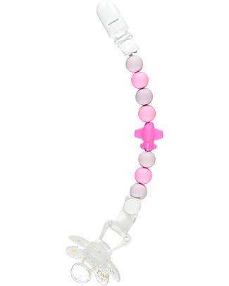 Nibbling Reggiciuccio Universale Morbido - Jetset Rosa - 100% Silicone Alimentare e Chiusura a Scomparsa! Ciucci