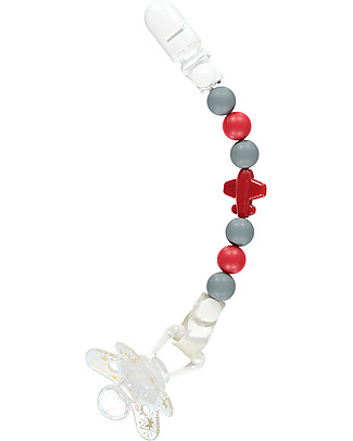Nibbling Reggiciuccio Universale Morbido - Jetset Rosso - 100% Silicone Alimentare e Chiusura a Scomparsa! Ciucci