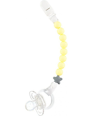 Nibbling Reggiciuccio Universale Morbido - Pluto, Giallo - 100% Silicone Alimentare e Chiusura a Scomparsa! Ciucci
