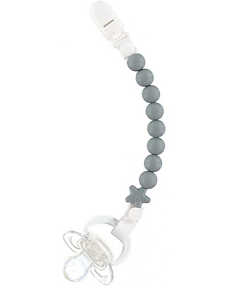 Nibbling Reggiciuccio Universale Morbido - Pluto Grigio - 100% Silicone Alimentare e Chiusura a Scomparsa! Ciucci