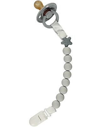 Nibbling Reggiciuccio Universale Morbido - Pluto Grigio - 100% Silicone Alimentare e Chiusura a Scomparsa! Ciucci