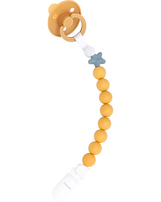 Nibbling Reggiciuccio Universale Morbido - Pluto Mostarda - 100% Silicone Alimentare e Chiusura a Scomparsa! Ciucci