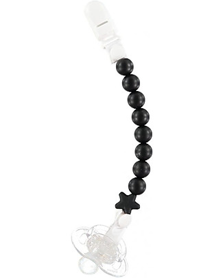Nibbling Reggiciuccio Universale Morbido - Pluto Nero - 100% Silicone Alimentare e Chiusura a Scomparsa! Ciucci