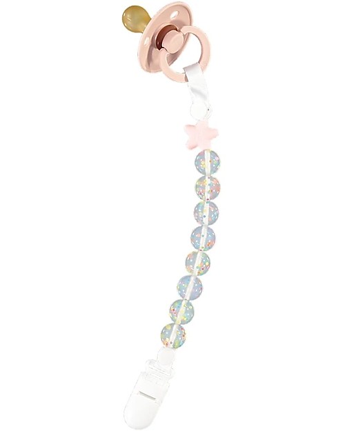 Nibbling Reggiciuccio Universale Morbido - Pluto Rosa - 100% Silicone Alimentare e Chiusura a Scomparsa! Catenelle Portaciuccio