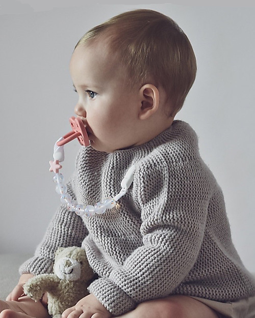 Nibbling Reggiciuccio Universale Morbido - Pluto Rosa - 100% Silicone Alimentare e Chiusura a Scomparsa! Catenelle Portaciuccio