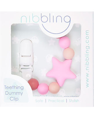 Nibbling Reggiciuccio Universale Morbido - Stellar Pink - 100% Silicone Alimentare e Chiusura a Scomparsa! Ciucci