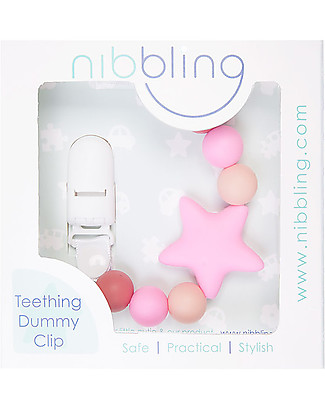 Nibbling Set Reggiciuccio Universale Morbido Comet Rosa + Ciuccio Bibs Colour Rosa Baby Ciucci