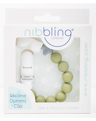 Nibbling Set Reggiciuccio Universale Morbido Pluto Kale + Ciuccio Bibs Colour Verde Oliva Ciucci