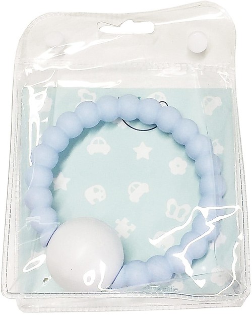 Nibbling Sonaglio/Massaggiagengive ad Anello - Rosa/Bianco - 100% Silicone Alimentare - Pulito in un Attimo! Massaggiagengive