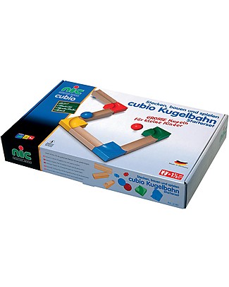 NICToys Pista per Palline - 14 pezzi Multicolor - 100% Legno FSC Macchine e Trenini in Legno
