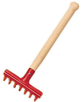 NICToys Rastrello in Acciaio e Legno FSC - Rosso 24 cm Giochi da Giardinaggio
