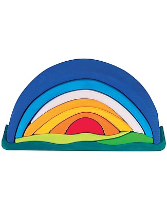 NICToys Set Costruzioni Arcobaleno Alba 10 pezzi - Blu Multicolor - 100% Legno FSC Giochi Montessoriani