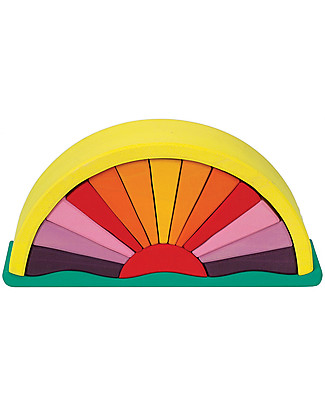 NICToys Set Costruzioni Arcobaleno Raggi del Sole 16 pezzi - Giallo Multicolor - 100% Legno FSC Giochi Montessoriani