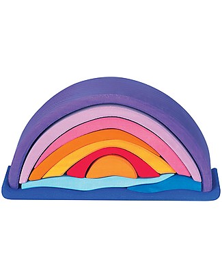 NICToys Set Costruzioni Arcobaleno Tramonto 10 pezzi - Viola Multicolor - 100% Legno FSC Giochi Montessoriani