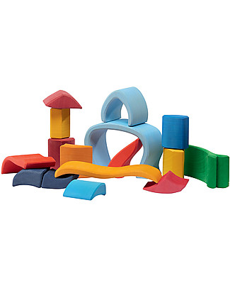 NICToys Set Costruzioni Casa Funghetto 16 pezzi - Multicolor - 100% Legno FSC Incastri In Legno