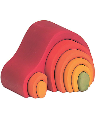 NICToys Set Costruzioni Casetta Piccola 8 pezzi - Rosso Multicolor - 100% Legno FSC Incastri in Legno