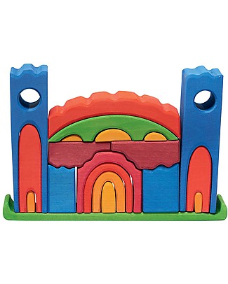 NICToys Set Costruzioni Castello 22 pezzi - Blu Multicolor - 100% Legno FSC Costruzioni in Legno