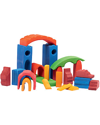 NICToys Set Costruzioni Castello 22 pezzi - Blu Multicolor - 100% Legno FSC Costruzioni in Legno