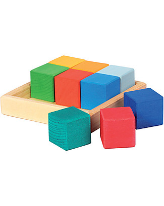 NICToys Set Costruzioni Cubi 9 pezzi - Multicolor - 100% Legno FSC Costruzioni In Legno