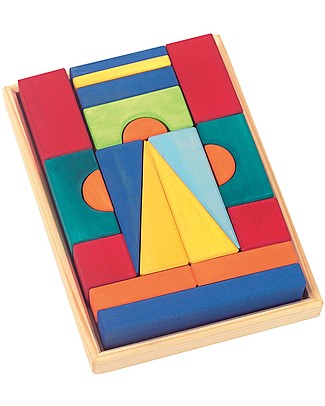 NICToys Set Costruzioni Toskana 20 pezzi - Multicolor - 100% Legno FSC Costruzioni in Legno