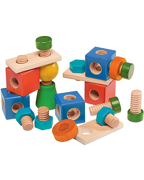 NICToys Set  Costruzioni Viti e Bulloni - 20 pezzi  Multicolor - 100% Legno FSC Costruzioni in Legno