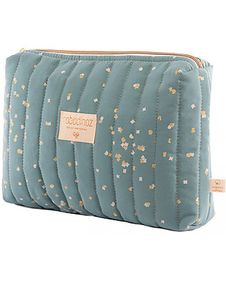 Nobodinoz Beauty Case, Gold Confetti/Verde - 18x25x7 cm - Cotone Bio Trousse & Pochette