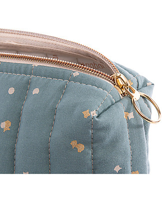 Nobodinoz Beauty Case, Gold Confetti/Verde - 18x25x7 cm - Cotone Bio Trousse & Pochette