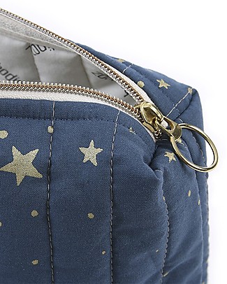 Nobodinoz Beauty Case, Gold Stella/Blu - 18x25x7 cm - Cotone Bio Trousse e Pochette