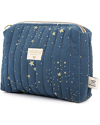 Nobodinoz Beauty Case, Gold Stella/Blu - 18x25x7 cm - Cotone Bio Trousse e Pochette