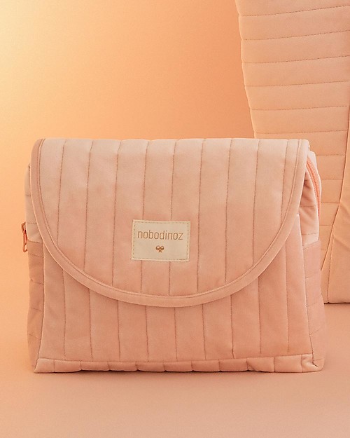 Nobodinoz Beauty Case Maternità Savanna, Rosa - 26x22x6 cm - Velluto Ecologico Trousse e Pochette
