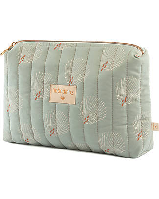Nobodinoz Beauty Case - White Gatsby Antique Green - 18x25x7 cm - Cotone Bio Trousse e Pochette