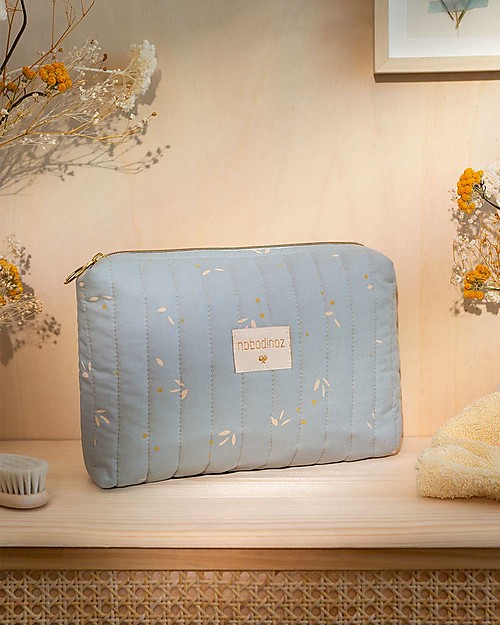 Nobodinoz Beauty Case - Willow Soft Blue - 18x25x7 cm - Cotone Bio Trousse e Pochette