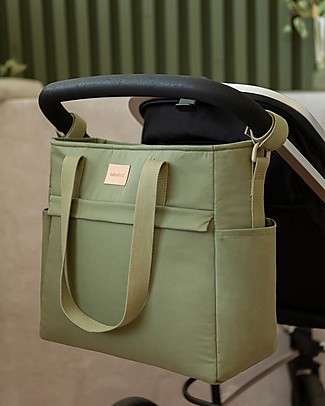 Nobodinoz Borsa Cambio Impermeabile Baby on the Go - Verde Oliva - Cotone Bio Borse Cambio