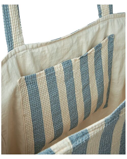 Nobodinoz Borsa da Spiaggia Portofino - Righe Blu e Bianche - 100% Cotone Organico Borse Shopper