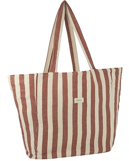 Nobodinoz Borsa da Spiaggia Portofino - Righe Rosse e Bianche - 100% Cotone Organico Borse Shopper