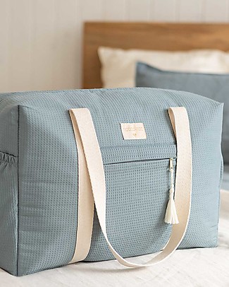 Nobodinoz Borsa Maternità Impermeabile Opera - Stone Blue - Cotone bio Borse Cambio e Accessori