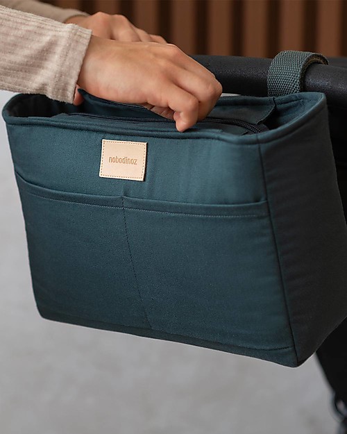 Nobodinoz Borsa Organizer per Passeggino Impermeabile Baby on the Go - Blu - Cotone Bio Borse Cambio