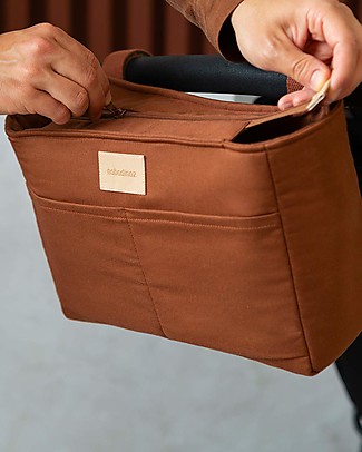 Nobodinoz Borsa Organizer per Passeggino Impermeabile Baby on the Go - Marrone Argilla - Cotone Bio Borse Cambio e Accessori